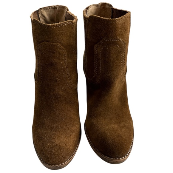 Dolce Vita Sahara Leather Suede Brown Heeled Booties Size 7 - Picture 2 of 7